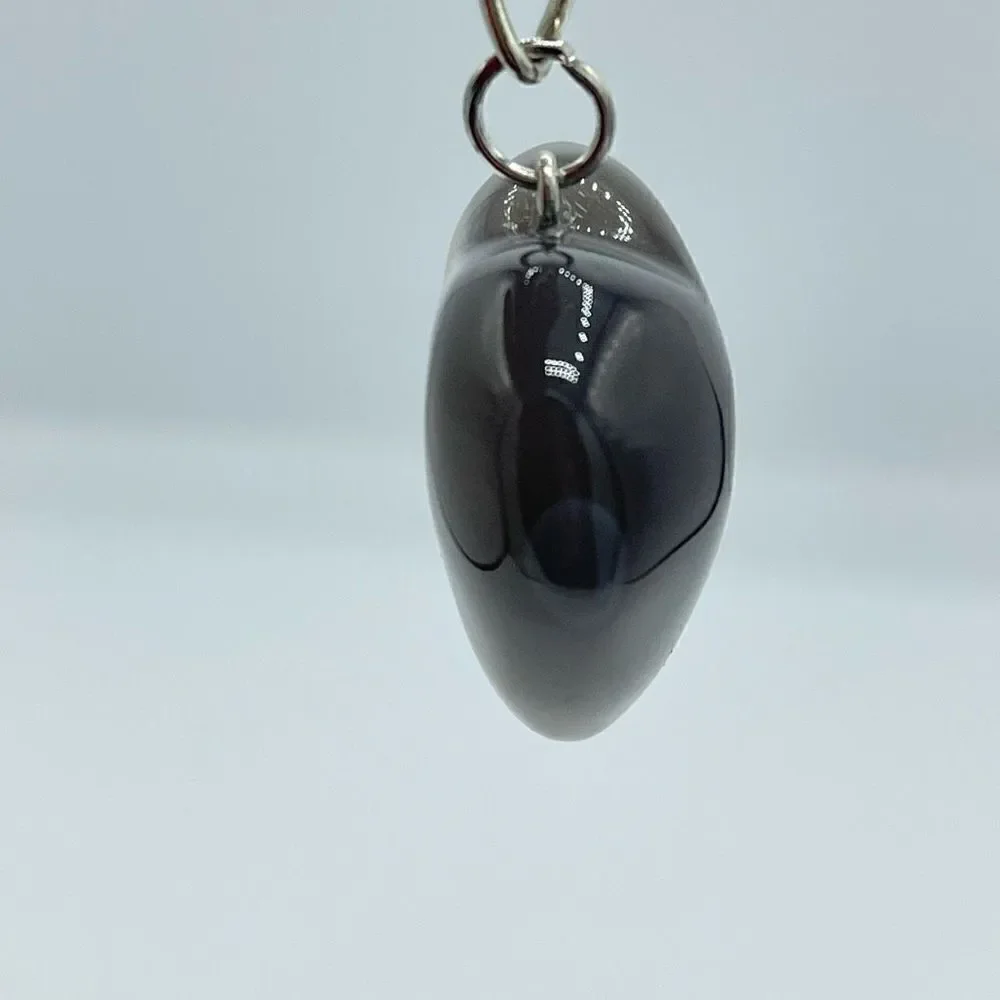 Orca agate heart keychain key ring pendant chain NEW hand crafted